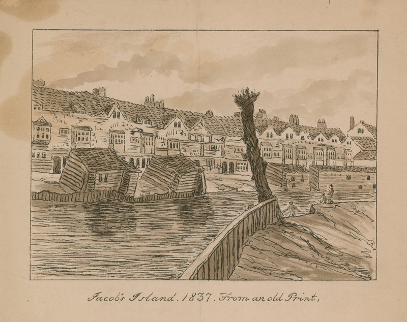 Jacobs Island em Bermondsey (tinta no papel) de English School