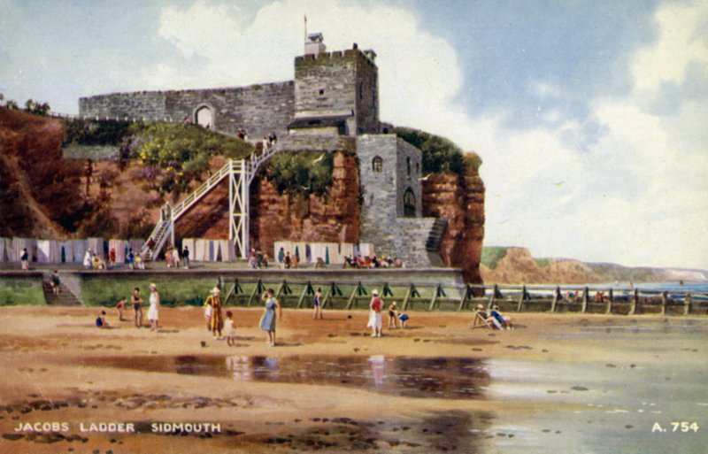 Jacobs Ladder, Sidmouth (cor litho) de English School
