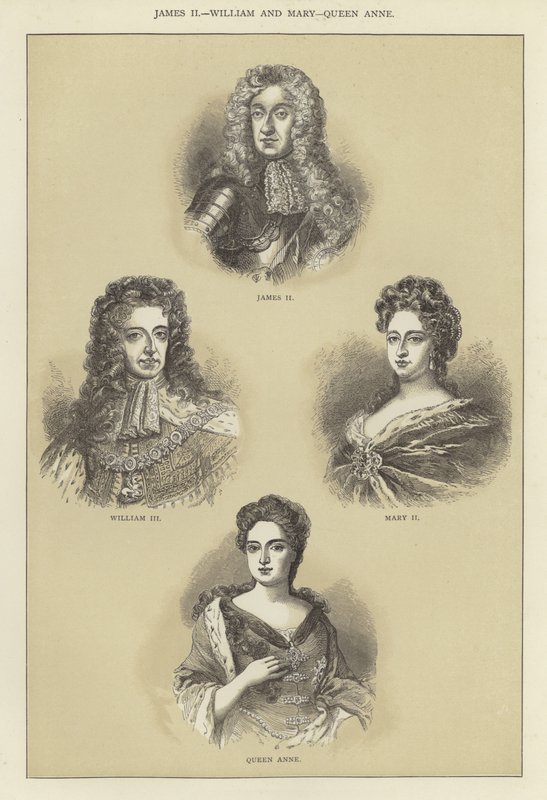 James II, William e Mary, rainha Anne de English School