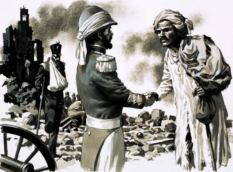 James Kavanagh, disfarçado, um dos heróis de Lucknow (gouache no papel) de English School