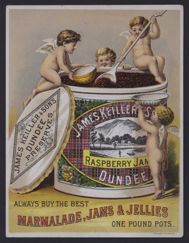 James Keller & Sons Dundee marmelada, anúncio (chromolitho) de English School