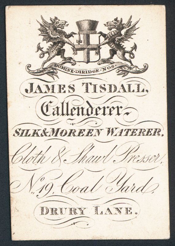 James Tisdall, Callenderer, seda e mais água, cartão comercial de English School
