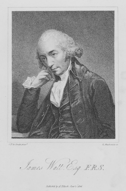 James Watt, engenheiro e inventor escocês (gravura) de English School