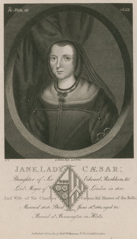 Jane, Lady Caesar, filha de Sir Edward Barkham de English School