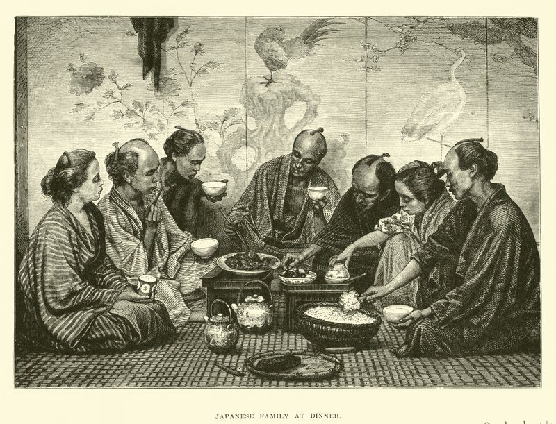 Família japonesa no jantar de English School