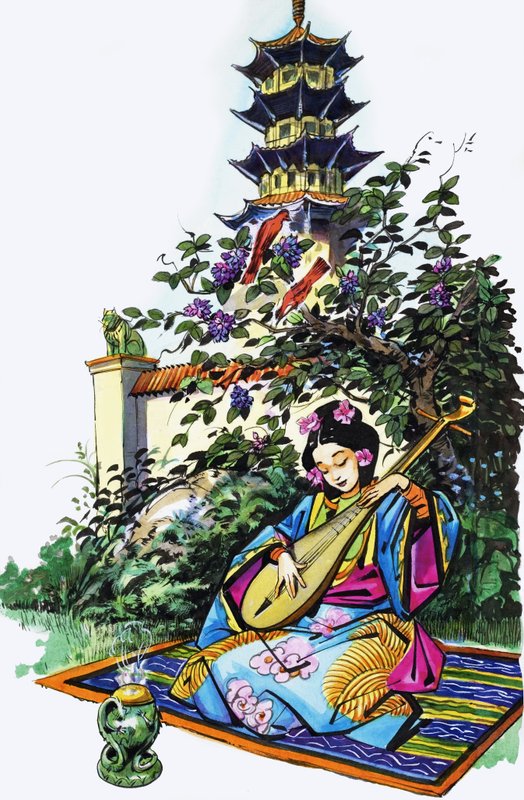 Menina japonesa no jardim de English School