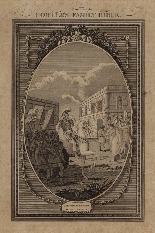 O Retorno de Jefté, Juízes, Capítulo 11, Versículo 34 (gravura) de English School
