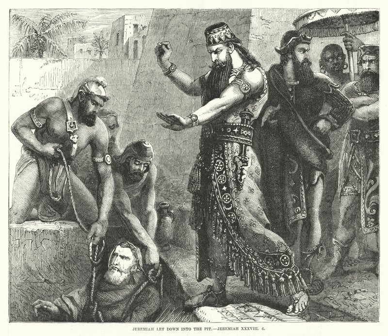 Jeremias desceu ao poço, Jeremias XXXVIII, 6 (gravura) de English School