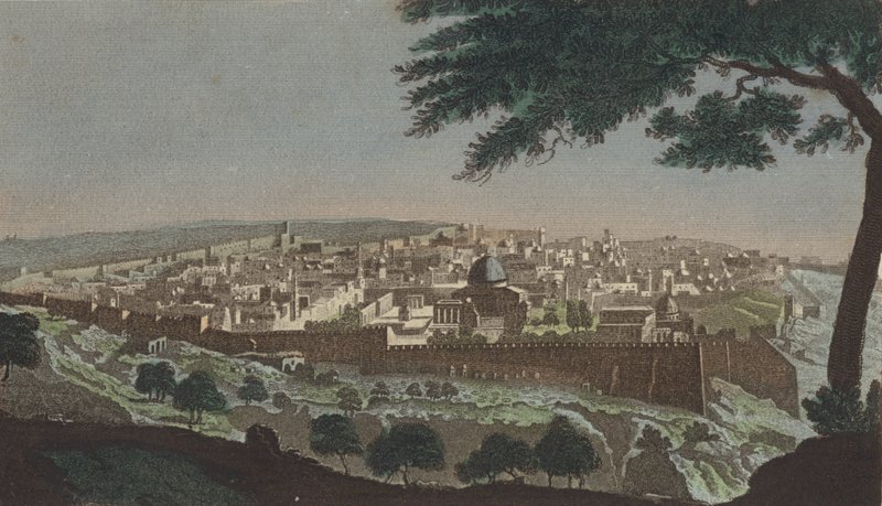 Jerusalém do Vale de Jehosophat (gravura colorida) de English School