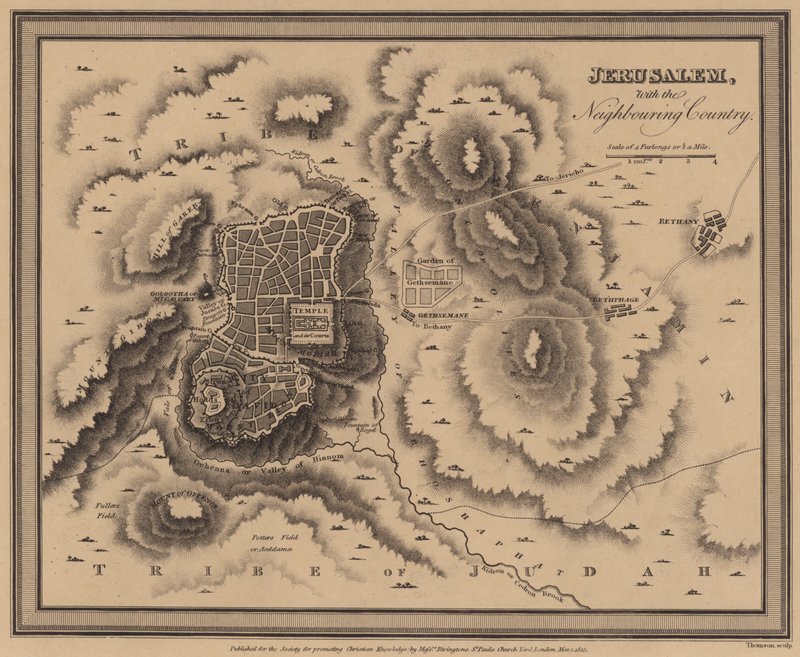 Jerusalém, com o país vizinho (gravura) de English School