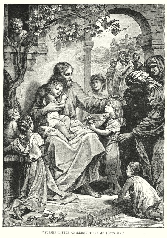 Jesus Cristo e as crianças (gravura) de English School