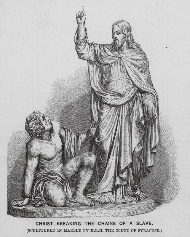 Jesus Cristo quebrando as correntes de um escravo (gravura) de English School