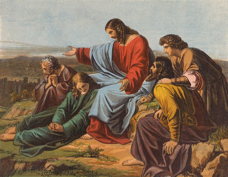 Jesus Cristo chorando sobre Jerusalém (litografia a cores) de English School