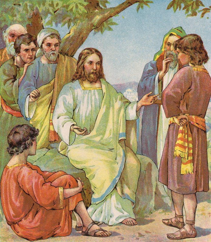 Jesus e os seus discípulos (litografia a cores) de English School