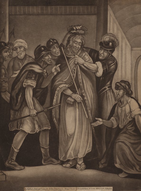 Jesus coroado com uma coroa de espinhos (gravura) de English School