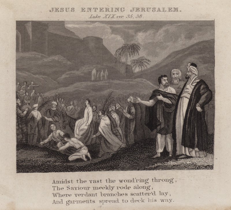 Jesus entrando em Jerusalém, Lucas XIX, ver 35, 38 (gravura) de English School
