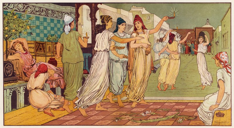 As Parábolas de Jesus: As Dez Virgens (lito colorido) de English School