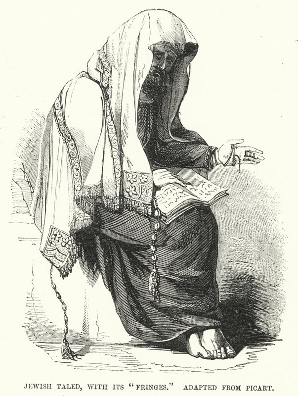 Taled judaico, com as suas "franjas", adaptado de Picart (gravura) de English School