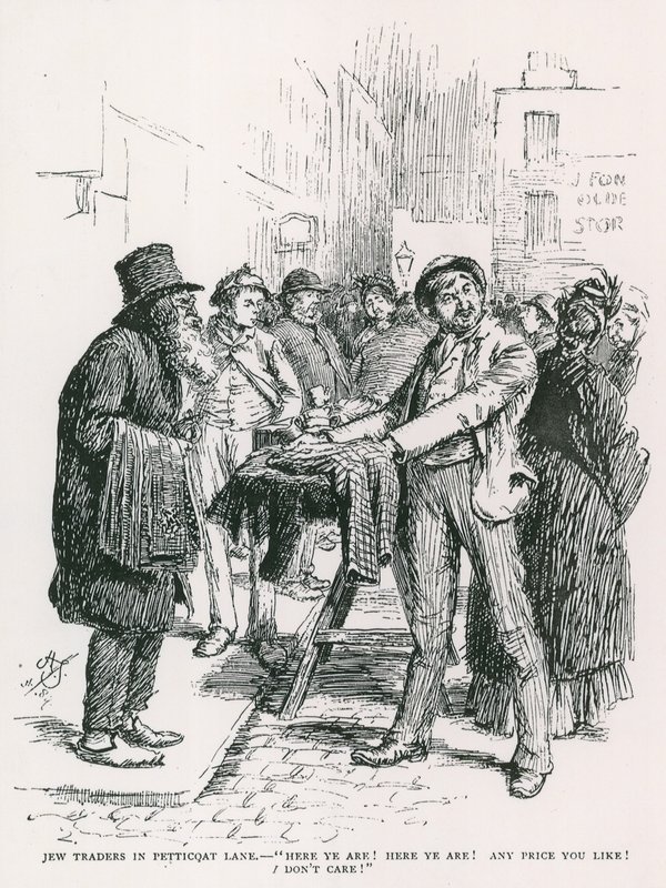 Comerciantes judeus em Petticoat Lane de English School