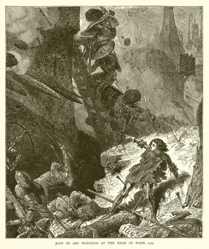 Joana d&39;Arc ferida no cerco de Paris, 1429 de English School