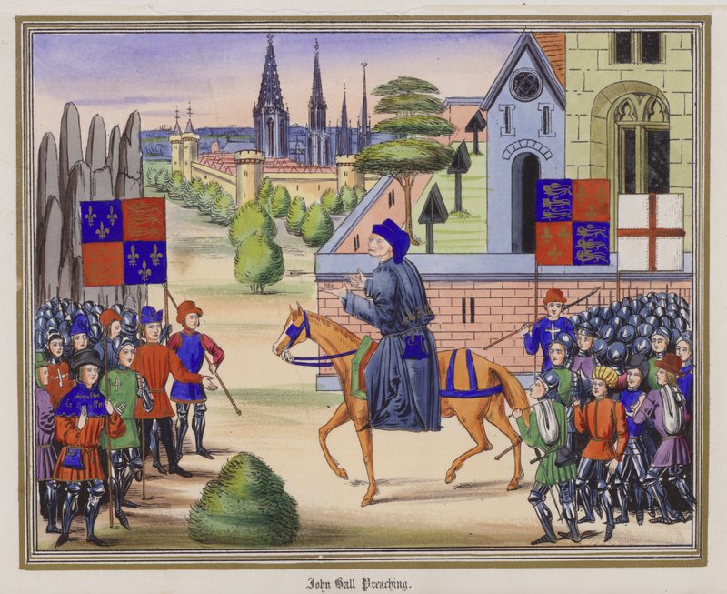 Pregação John Ball (gravura colorida) de English School