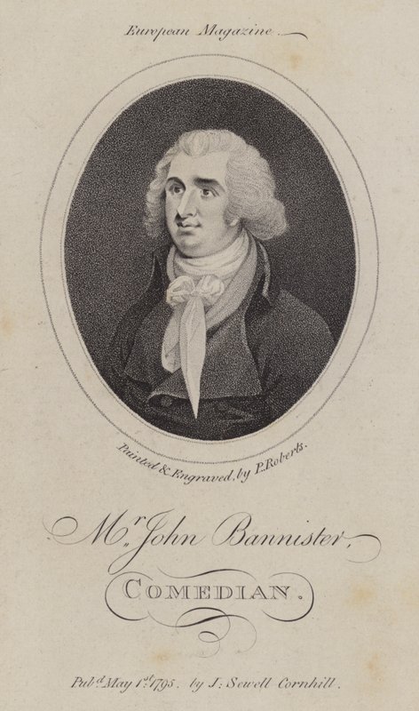 John Bannister, ator, comediante e diretor de teatro inglês (gravura) de English School