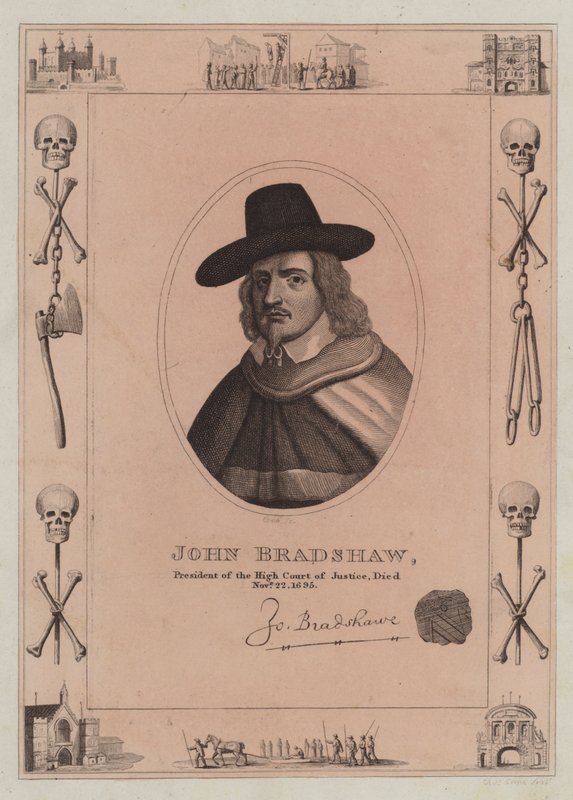 John Bradshaw, presidente do Supremo Tribunal de Justiça, faleceu em 22 de novembro de 1695 de English School