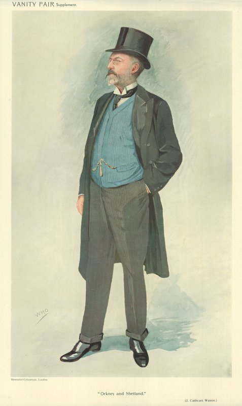 John Cathcart Wason, Orkney e Shetland, 15 de setembro de 1909, desenho animado da Vanity Fair de English School
