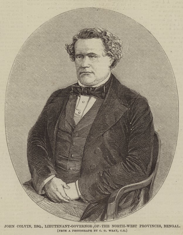 John Colvin, Esquire, Tenente-Governador das Províncias do Noroeste, Bengala (gravura) de English School