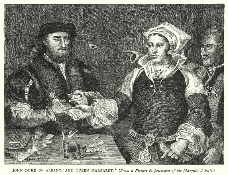 John Duke de Albany, e a Rainha Margaret (gravura) de English School
