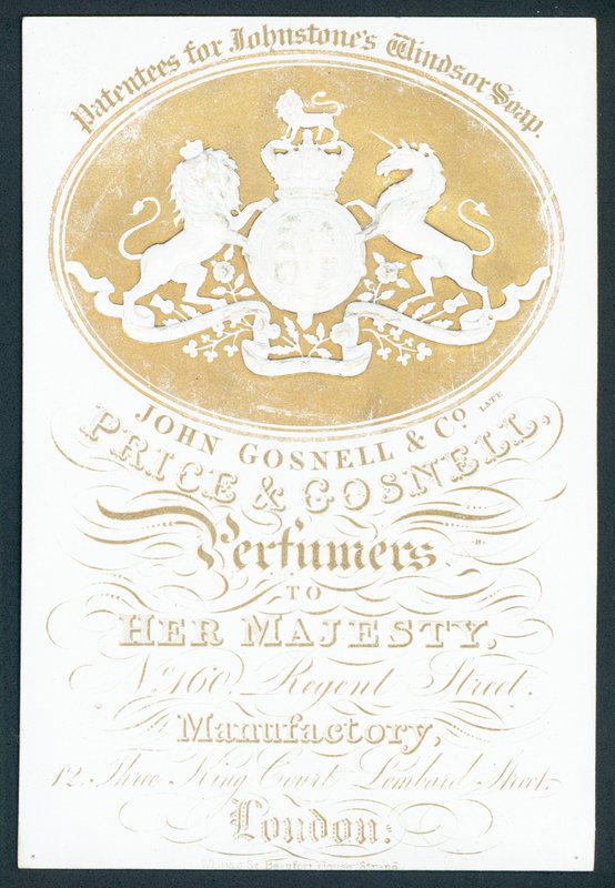 John Gosnell & Co, tarde, Price & Gosnell, cartão comercial de English School