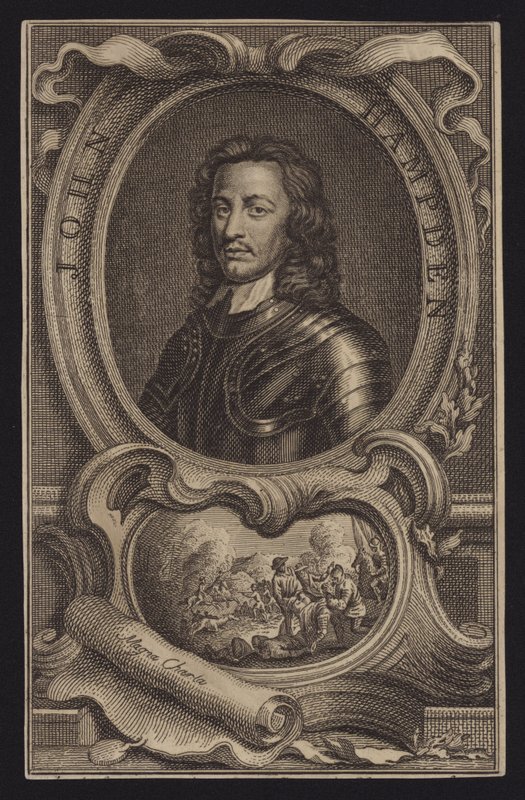 John Hampden, político e soldado parlamentar inglês (gravura) de English School