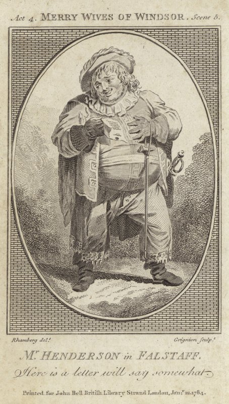 John Henderson como Falstaff em The Merry Wives of Windsor de English School