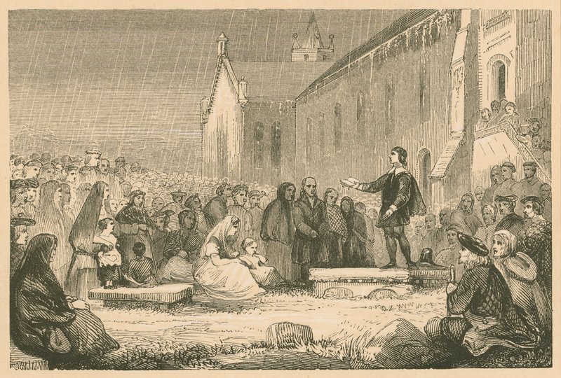 John Livingston pregando no Kirk of Shotts de English School