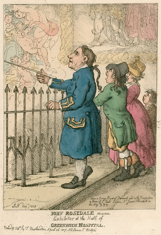 John Rosedale, marinheiro, expositor no salão do Greenwich Hospital, em Londres de English School