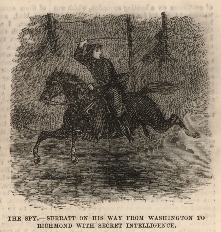 John Surratt a caminho de Washington para Richmond com inteligência secreta de English School