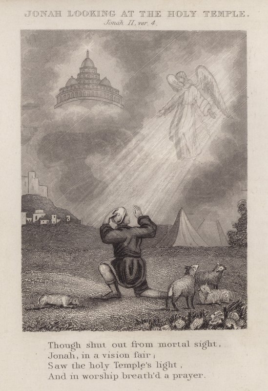 Jonas olhando para o Templo Santo, Jonas II, ver 4 (gravura) de English School