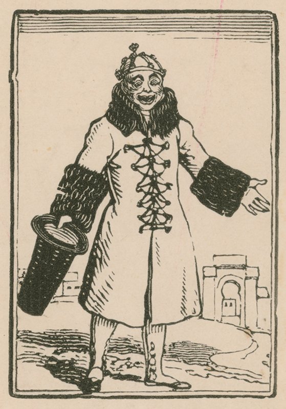 Joseph Grimaldi como palhaço cantando todo o mundo em Paris, Surrey Theatre, 1814 de English School