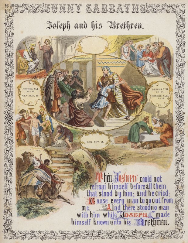 José e seus irmãos (gravura colorida) de English School