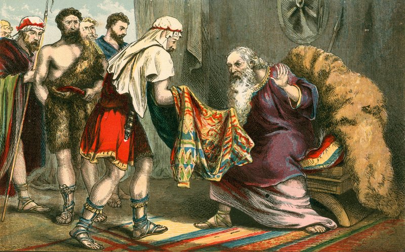 O casaco de José de muitas cores trouxe para seu pai, Jacob de English School