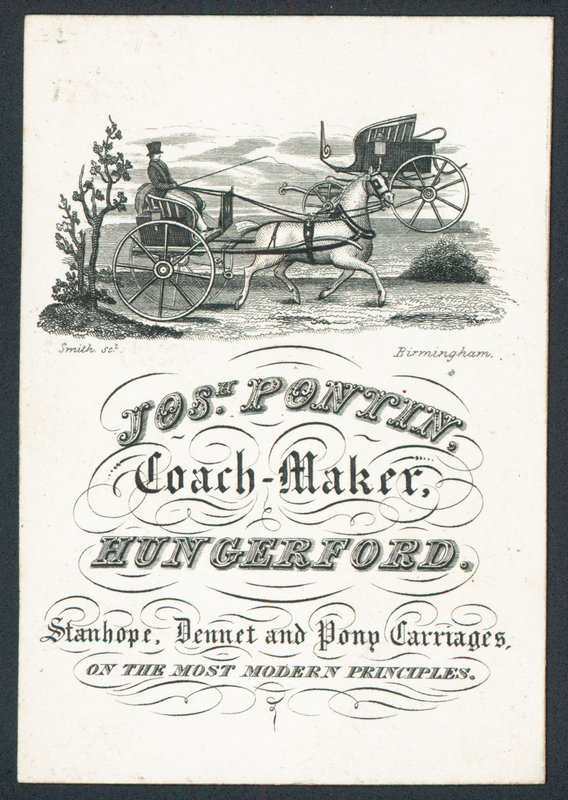 Josiah Pontin, coach maker, trade card de English School