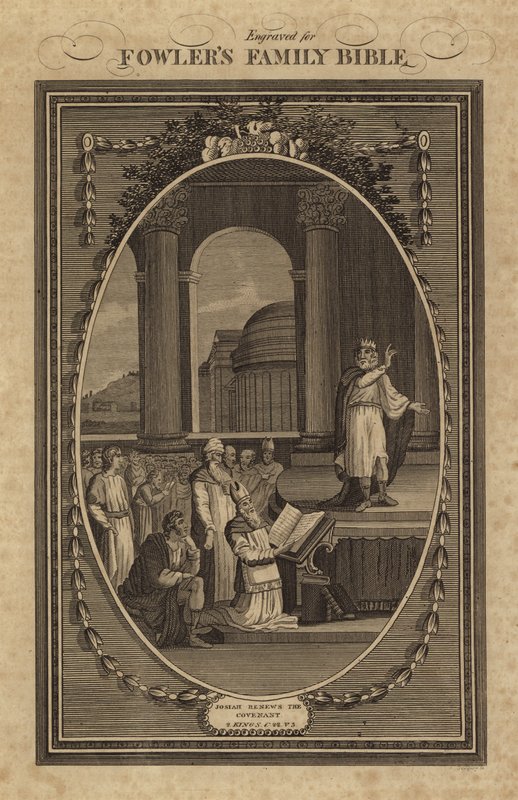 Josias renova o Pacto, 2 Reis, Capítulo 22, Verso 3 (gravura) de English School