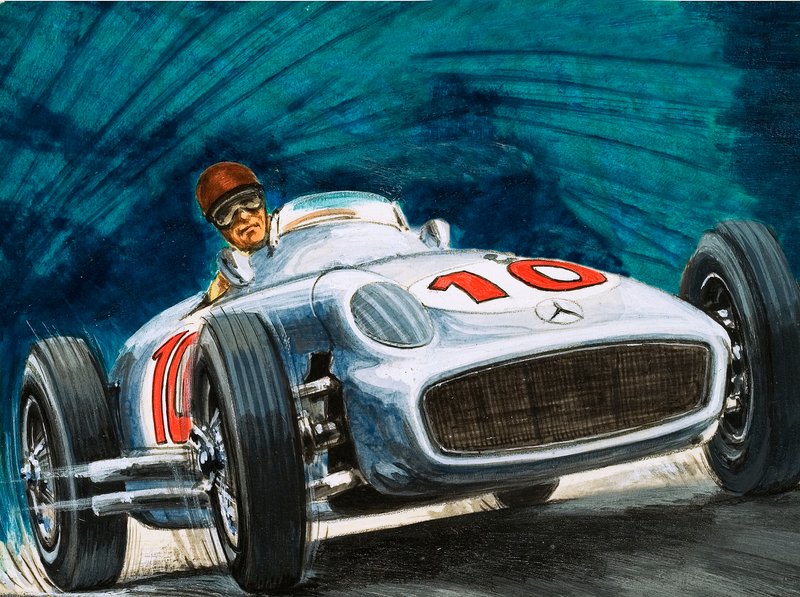 Juan Manuel Fangio dirigindo para Mercedes-Benz de English School