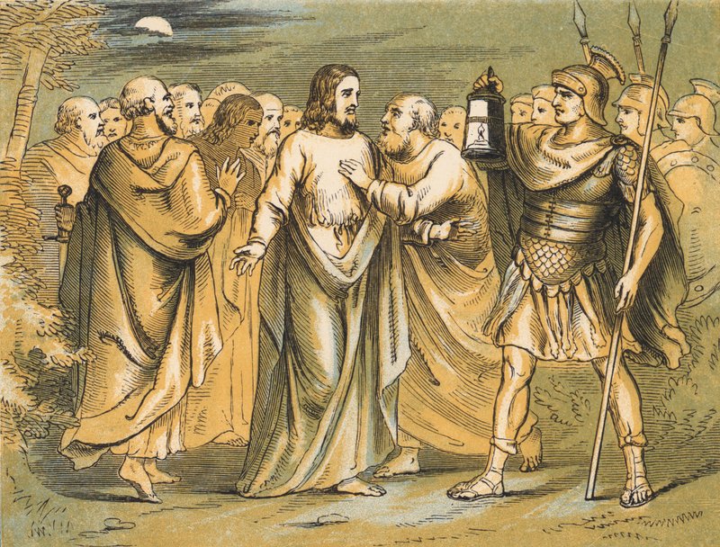 Judas trai Jesus (gravura colorida) de English School