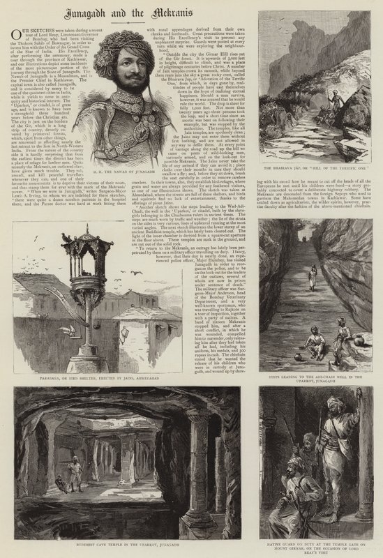Junagadh e os Mekranis (gravura) de English School