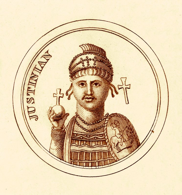 Justiniano, ilustração do dicionário histórico universal por George Crabb, publicado em 1825 (imagem digitalmente aprimorada) de English School