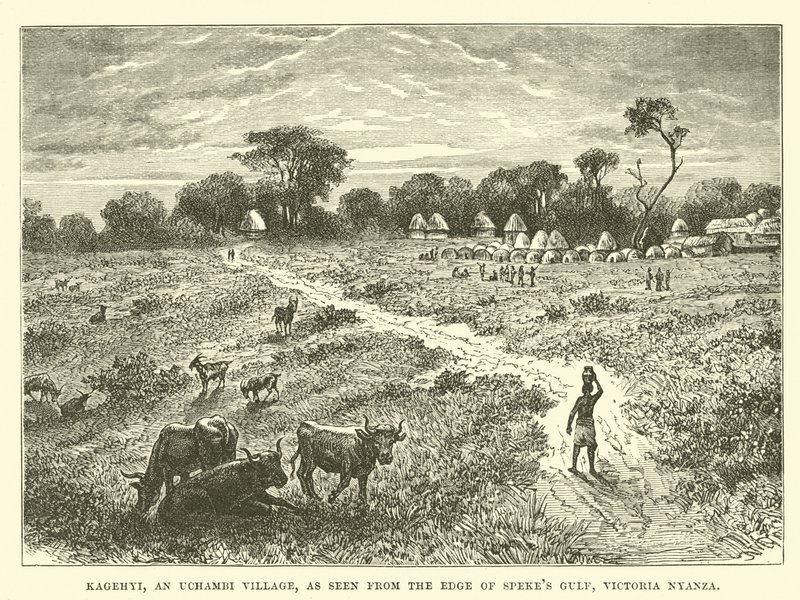 Kagehyi, uma aldeia de Uchambi, vista da borda do Golfo Spekes, Victoria Nyanza de English School