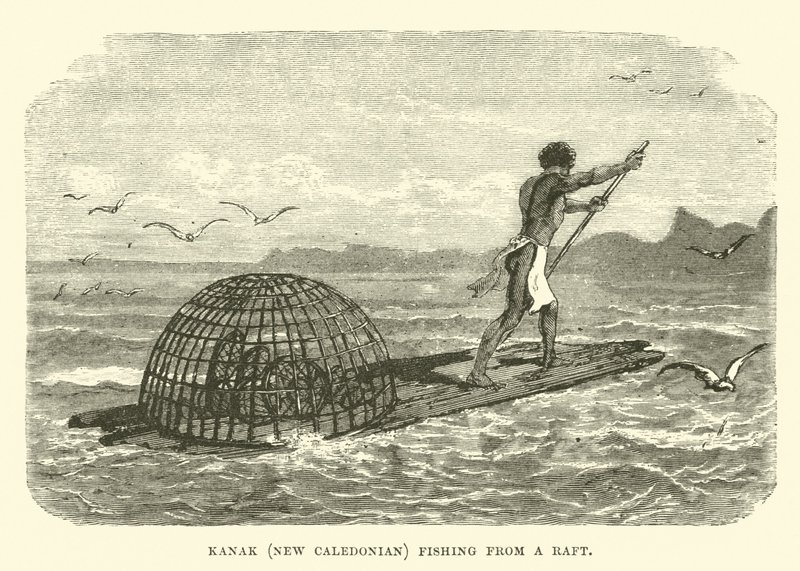 Kanak, Nova Caledonian pesca de uma jangada de English School
