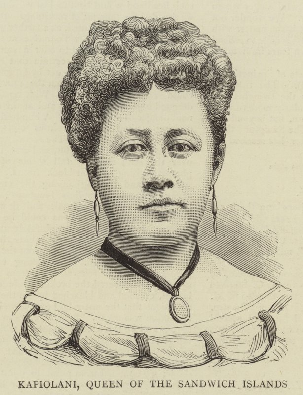 Kapiolani, Rainha das Ilhas Sandwich (gravura) de English School