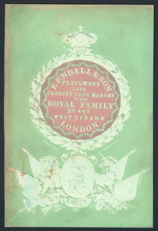 Kendall & Son, perfumistas e fabricantes de gabinetes, cartão comercial de English School